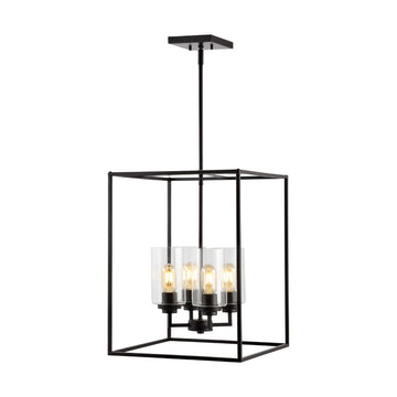 Quinn 8.13" Industrial Farmhouse Iron/Glass LED Pendant - JONATHAN Y